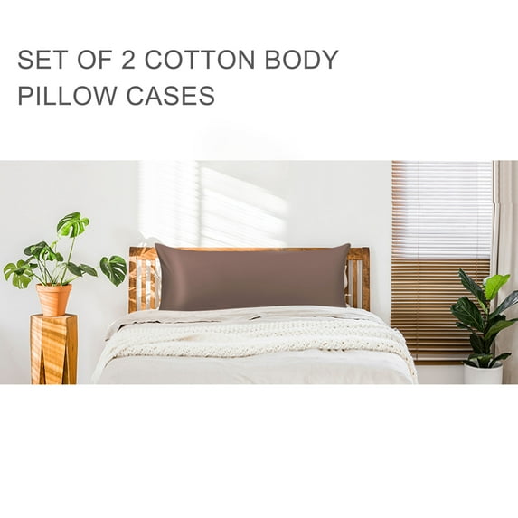 PiccoCasa 2Pcs Zippered Pillow Cases Breathable Egyptian Cotton, Jumbo Coffee Color