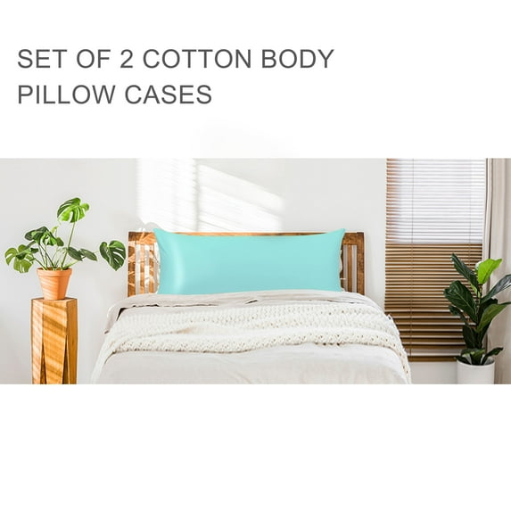 PiccoCasa 2Pcs Zippered Pillow Cases Breathable Egyptian Cotton, King Cyan