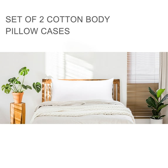 PiccoCasa 2Pcs Zippered Pillow Cases Breathable Egyptian Cotton, Queen White