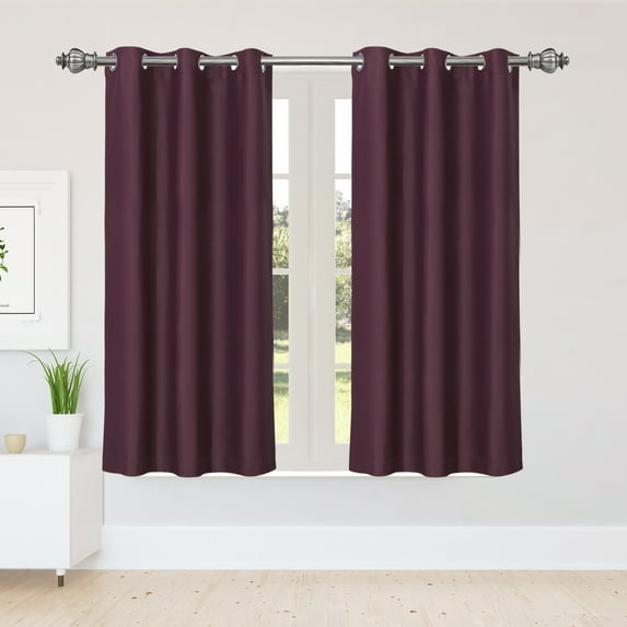 PiccoCasa 2pcs Blockout Thermal Insulated Grommet Window Curtain Panel Valance Darkening Drapes Burgundy 42" x 63"