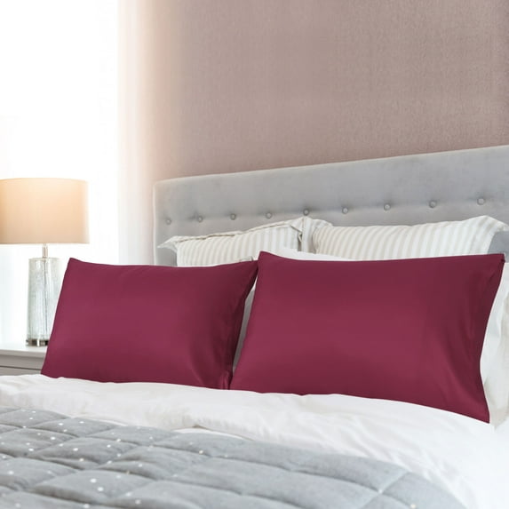 PiccoCasa Microfiber Pillowcases Set of 2 Pillowcases King Wine 20"x36"