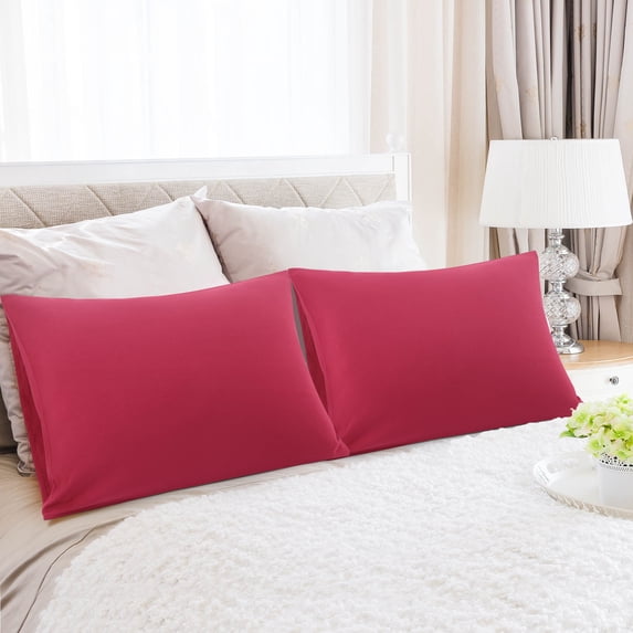 PiccoCasa Microfiber Pillowcases Set of 2 Pillowcases Queen Wine 20"x30"