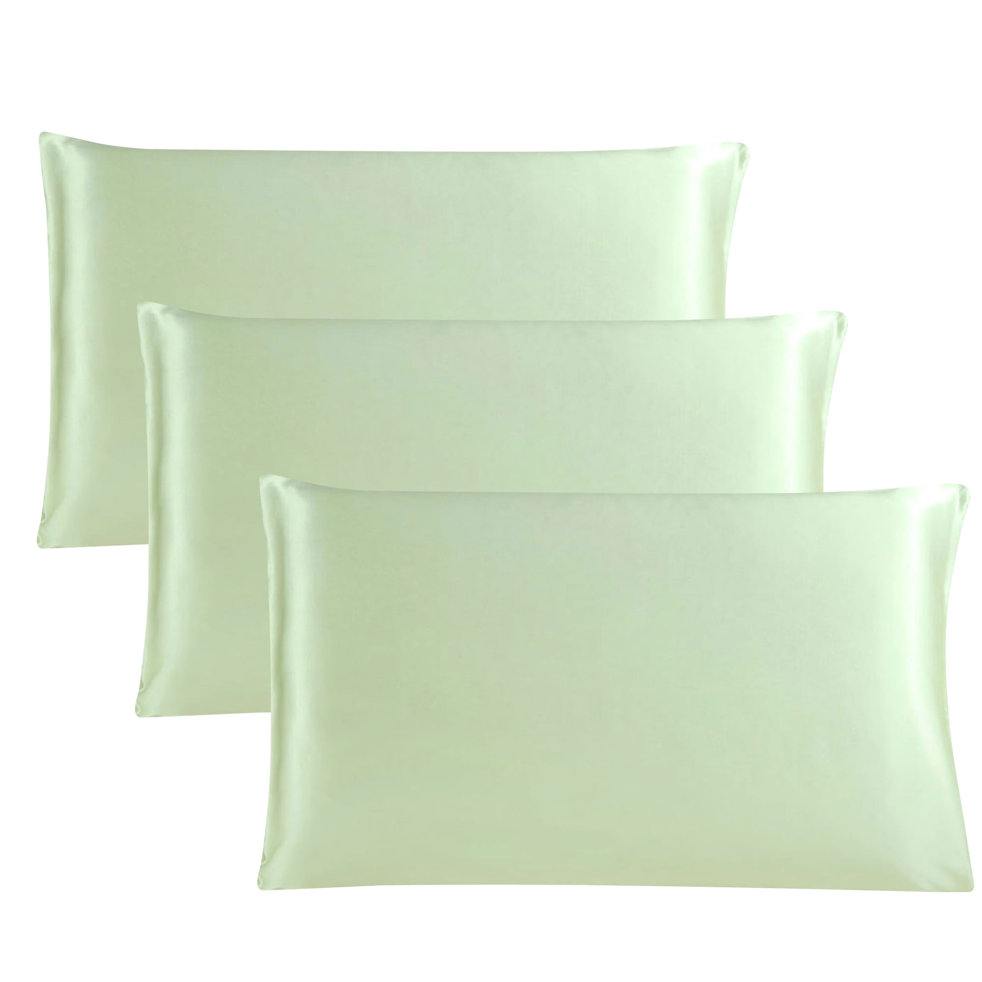PiccoCasa 3 Pack Pillowcase 19 Momme Silk Pillow Covers with Zipper King Green