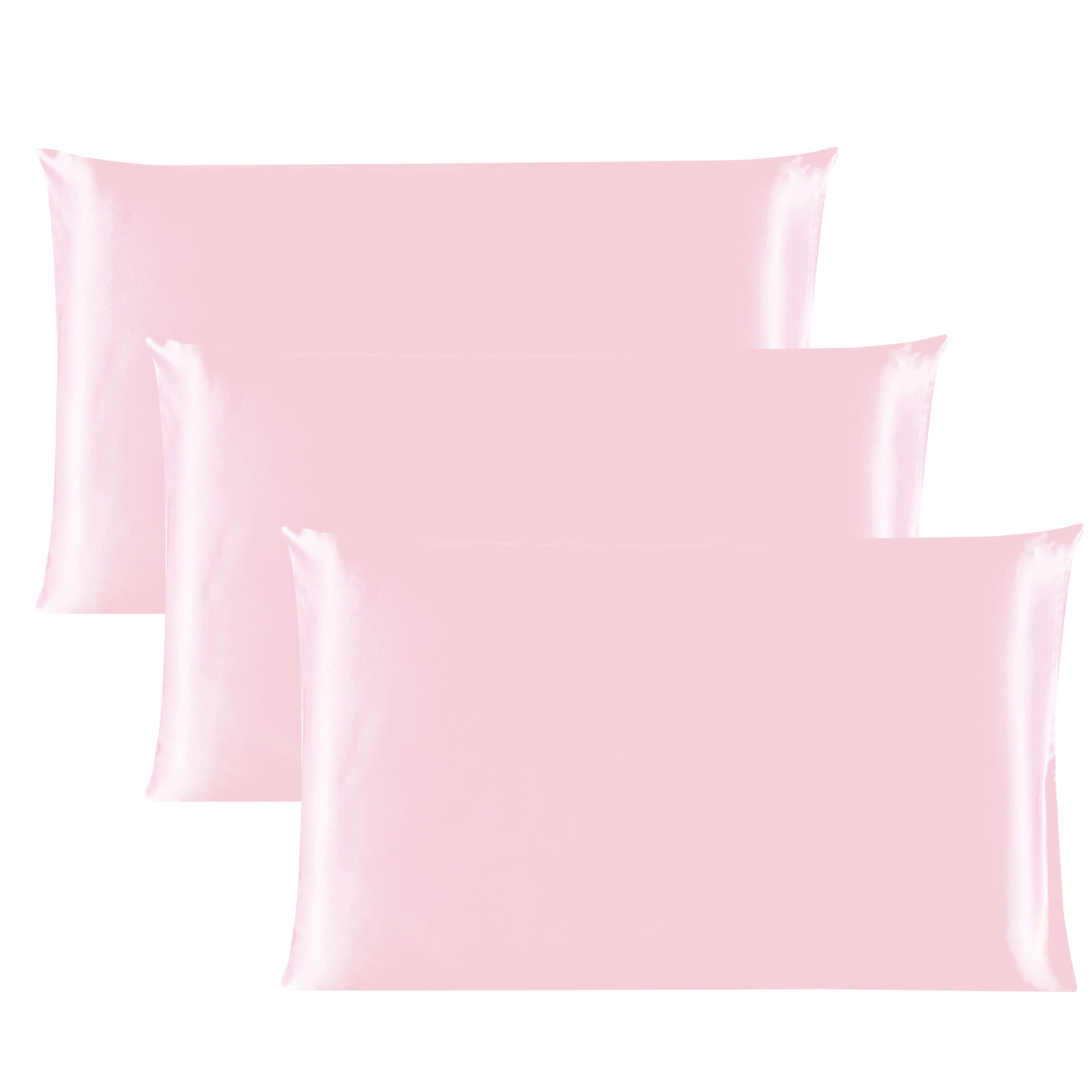 PiccoCasa 3 Pack Pillowcase 19 Momme Silk Pillow Covers with Zipper King Pink