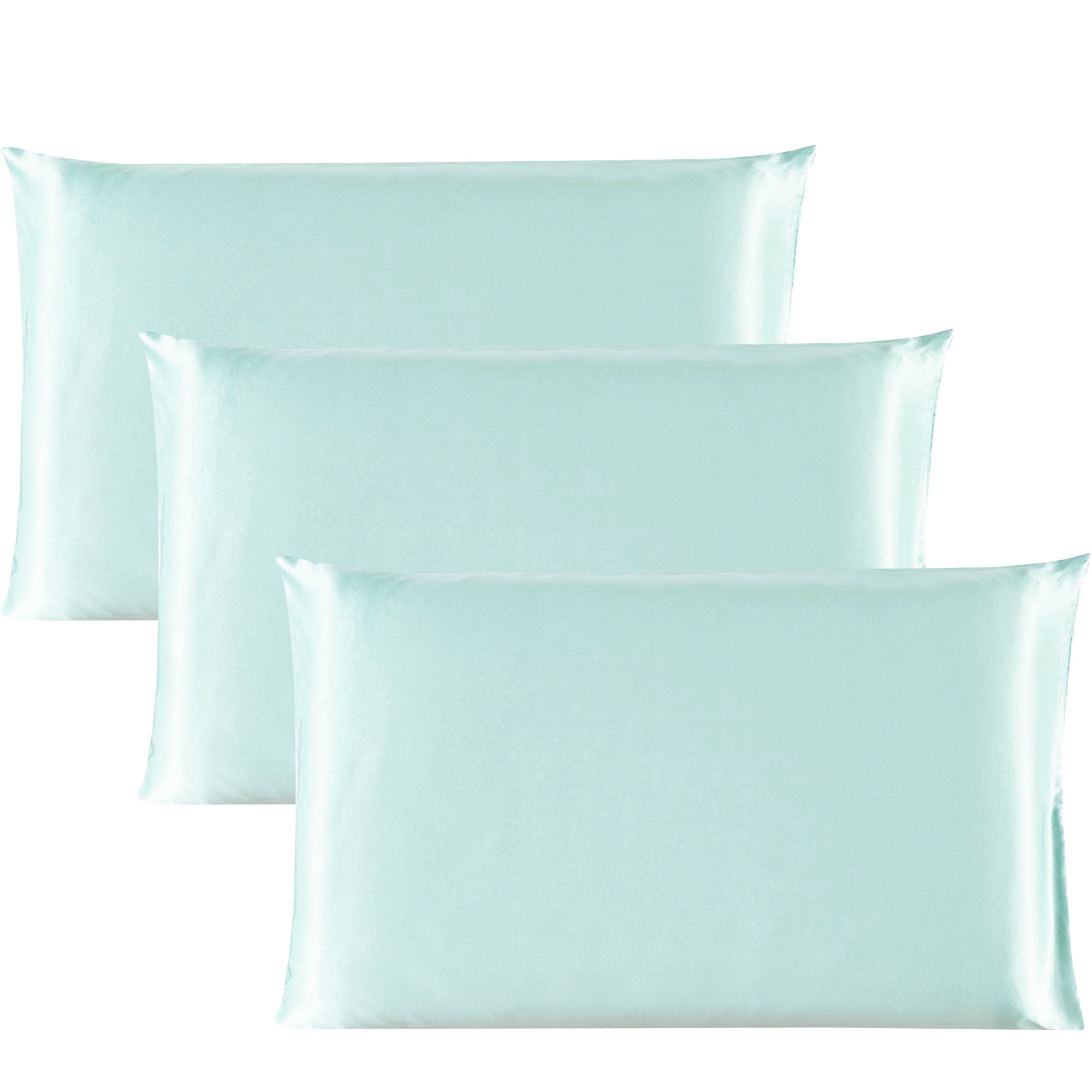 PiccoCasa 3 Pack Pillowcase 19 Momme Silk Pillow Covers with Zipper Non-Standard Light Green