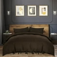 thumbnail image 1 of PiccoCasa 3 Piece Bow Tie Duvet Cover Bedding Set with 2 Pillowcases Queen Dark Brown, 1 of 6