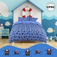 thumbnail image 1 of PiccoCasa 3 Piece Polyester Kids Duvet Cover Set Monsters Pattern Full Navy Blue, 1 of 6