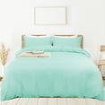 thumbnail image 1 of PiccoCasa 3 Pieces Microfiber Soft Breathable Duvet Cover Set Aqua Blue King, 1 of 7