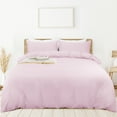 thumbnail image 1 of PiccoCasa 3 Pieces Microfiber Soft Breathable Duvet Cover Set Light Pink King, 1 of 7
