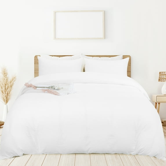 PiccoCasa 3 Pieces Microfiber Soft Breathable Duvet Cover Set White Twin