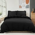 thumbnail image 1 of PiccoCasa 3 Pieces Soft Ruffled Brushed Adult Duvet Cover Sets 110GSM Black Queen, 1 of 7
