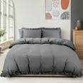 thumbnail image 1 of REGALWOVEN 3 Pieces Soft Duvet Cover Sets, 110GSM Ruffle Fringe Brushed Breathable Comdy Bed Comforter Quilt Cover Sets Dark Gray Queen, 1 of 8
