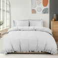 thumbnail image 1 of PiccoCasa 3 Pieces Soft Ruffled Brushed Adult Duvet Cover Sets 110GSM Light Gray Queen, 1 of 7