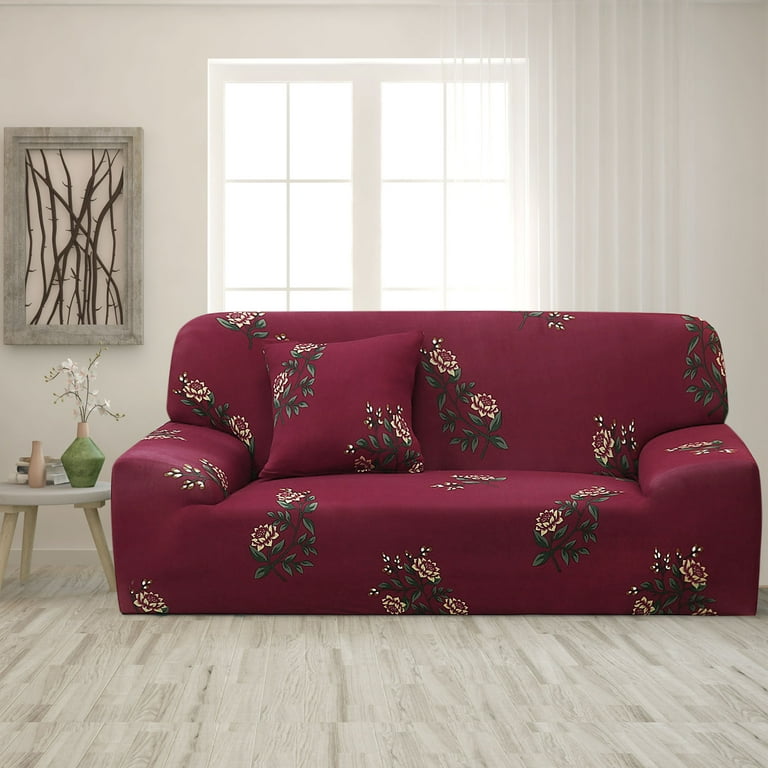 PiccoCasa 3 Seater Sofa Slipcover Spandex Floral Print Couch Cover