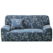 PiccoCasa 3 Seater Sofa Slipcover Spandex Floral Print Couch Cover, Large Gray Blue