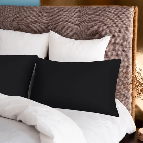 PiccoCasa 300 Thread Count Egyptian Cotton Pillowcases Pack of 2, Black