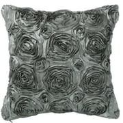 PiccoCasa 3D Satin Rose Throw Pillowcase 16x16 Decorative Throw Pillow Cover, Grey