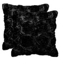 thumbnail image 1 of PiccoCasa 3D Satin Rose Throw Pillowcases 16"x16" Decorative Throw Pillow Covers Set of 2, Black, 1 of 8