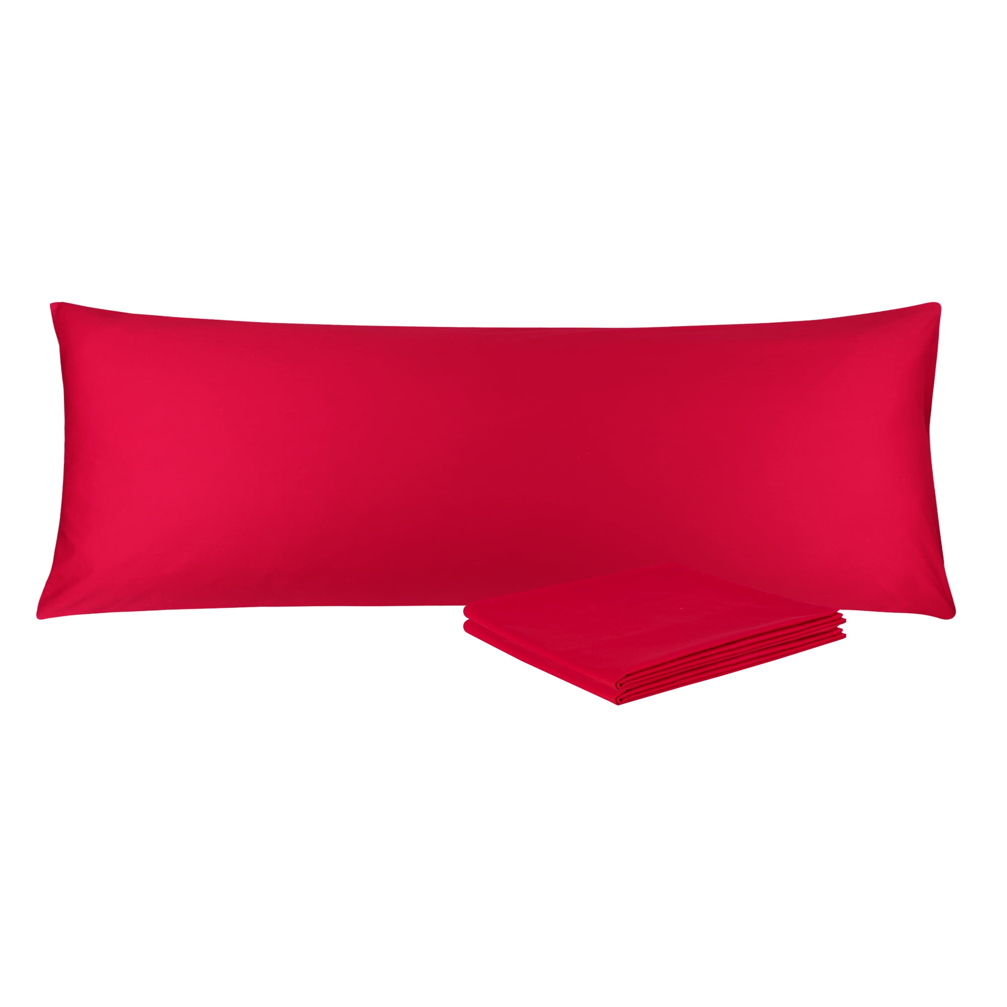 PiccoCasa 3Pcs Cotton Body Pillowcases for Long Pillows Red Body(20"x60")