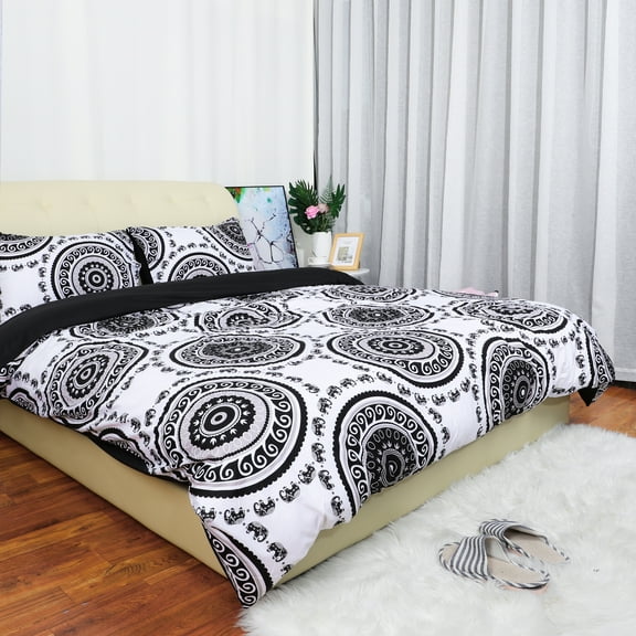 PiccoCasa 3Pcs Full Duvet Cover Set Bohemian Quilt Set with 2 Pillowcases, Red