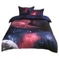 thumbnail image 1 of PiccoCasa 3 Piece Galaxy Queen Bedding Quilt Duvet Cover Set Fuchsia, 1 of 7