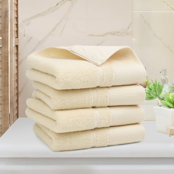 REGALWOVEN Hand Towel Set 14" x 30", Soft 100% Combed Cotton 600 GSM Luxury Towels for Bathroom Kitchen Champagne 4