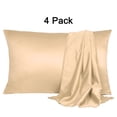 thumbnail image 1 of PiccoCasa 4 Pack Silk Satin Pillowcases Envelope Pillow Covers Queen Champagne, 1 of 7