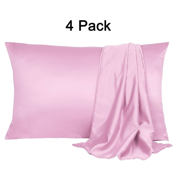 PiccoCasa 4 Pack Silk Satin Pillowcases Envelope Pillow Covers Standard Lilac