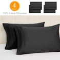 thumbnail image 1 of PiccoCasa 4 Pcs 100% Combed Cotton Soft Luxury Solid Pillow Case King Black, 1 of 8