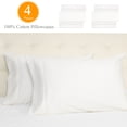 thumbnail image 1 of PiccoCasa 4 Pcs 100% Combed Cotton Soft Luxury Solid Pillow Case King White, 1 of 8