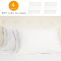 PiccoCasa 4 Pcs 100% Combed Cotton Soft Luxury Solid Pillow Case King White