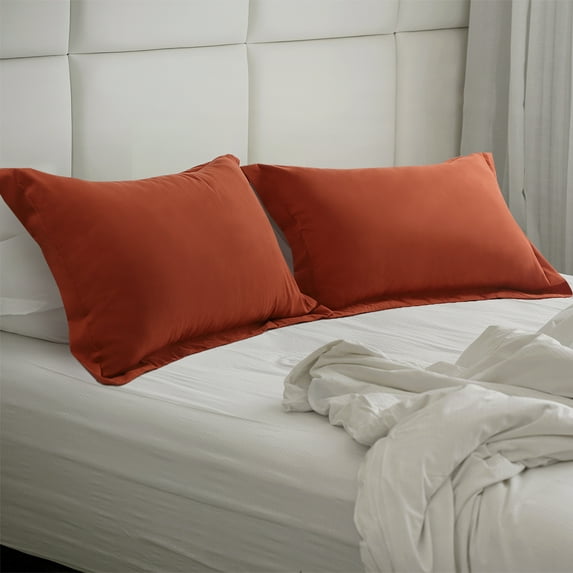 PiccoCasa 4 Pcs Pillowcases Soft Microfiber Pillow Shams Queen Rust