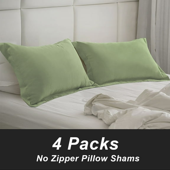 PiccoCasa 4 Pcs Pillowcases Soft Microfiber Pillow Shams Queen Sage