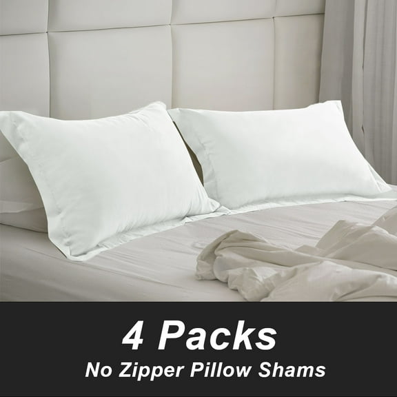 PiccoCasa 4 Pcs Pillowcases Soft Microfiber Pillow Shams Standard White