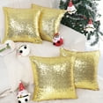 thumbnail image 1 of REGALWOVEN 4 Pcs Sequin Throw Pillow Covers, Decorative Cushion Covers for Sofa Car Seat, 18"x18" Gold, 1 of 7
