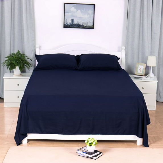 PiccoCasa 4 Pieces Brushed Microfiber Bed Sheet Set, King Dark Blue