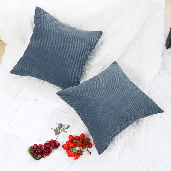 PiccoCasa Corn Stripe Polyester Square Throw Pillow Case Cover Denim Blue 2