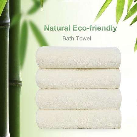 PiccoCasa 4PCS Cotton Home Spa Hotel Bath Towels Soft Absorbent 27"x54" Cream