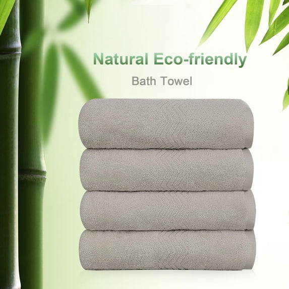PiccoCasa 4PCS Cotton Home Spa Hotel Bath Towels Soft Absorbent 27"x54" Gray