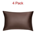 thumbnail image 1 of PiccoCasa 4Pcs  Silky Satin Pillowcases Zippered Pillow Covers King Brown, 1 of 7