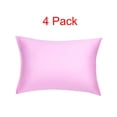 thumbnail image 1 of PiccoCasa 4Pcs  Silky Satin Pillowcases Zippered Pillow Covers Non-Standard Pink, 1 of 7