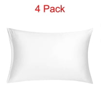 PiccoCasa 4Pcs Silky Satin Pillowcases Zippered Pillow Covers Queen White 21"x31"