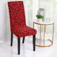 thumbnail image 1 of PiccoCasa 4Pcs Stretch Chair Slipcover Washable Floral Seat Cover for Kitchen Red and Black, 1 of 6
