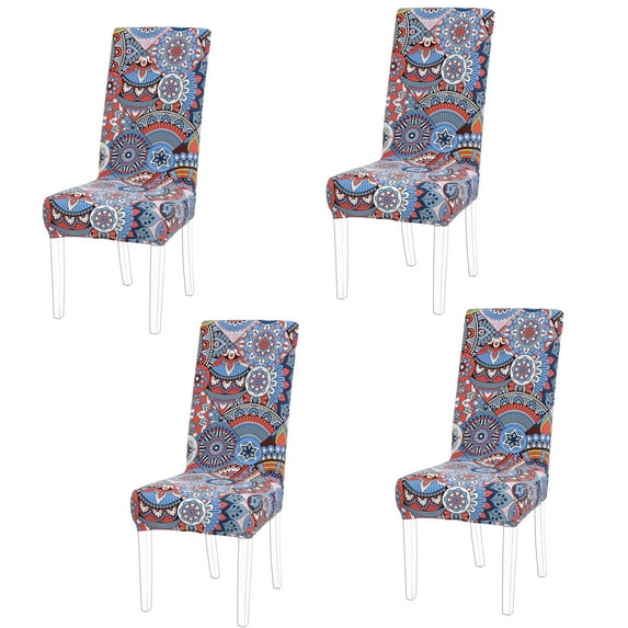 PiccoCasa 4Pcs Stretch Spandex Dining Chair Slipcovers Colorful Print Chair Protectors