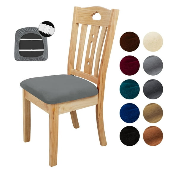 PiccoCasa 4Pcs Velvet Stretchable Chair Seat Covers, 18"x18" Gray