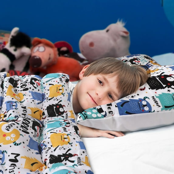PiccoCasa 5 Piece Full Kids Bedding Comforter Set Small Monster, Multiolor