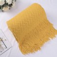 thumbnail image 1 of PiccoCasa 50"x60" Throw Blanket Knit Woven Blanket with Tassels, Yellow, 1 of 6