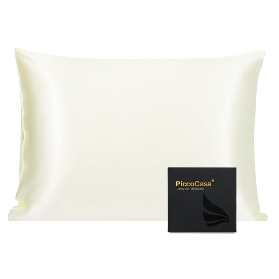 PiccoCasa 550 Thread Count Silk Pillowcase, Beige Queen(20"x30")
