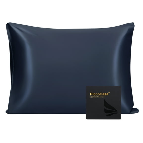 PiccoCasa 550 Thread Count Silk Pillowcase, Navy King(20"x36")