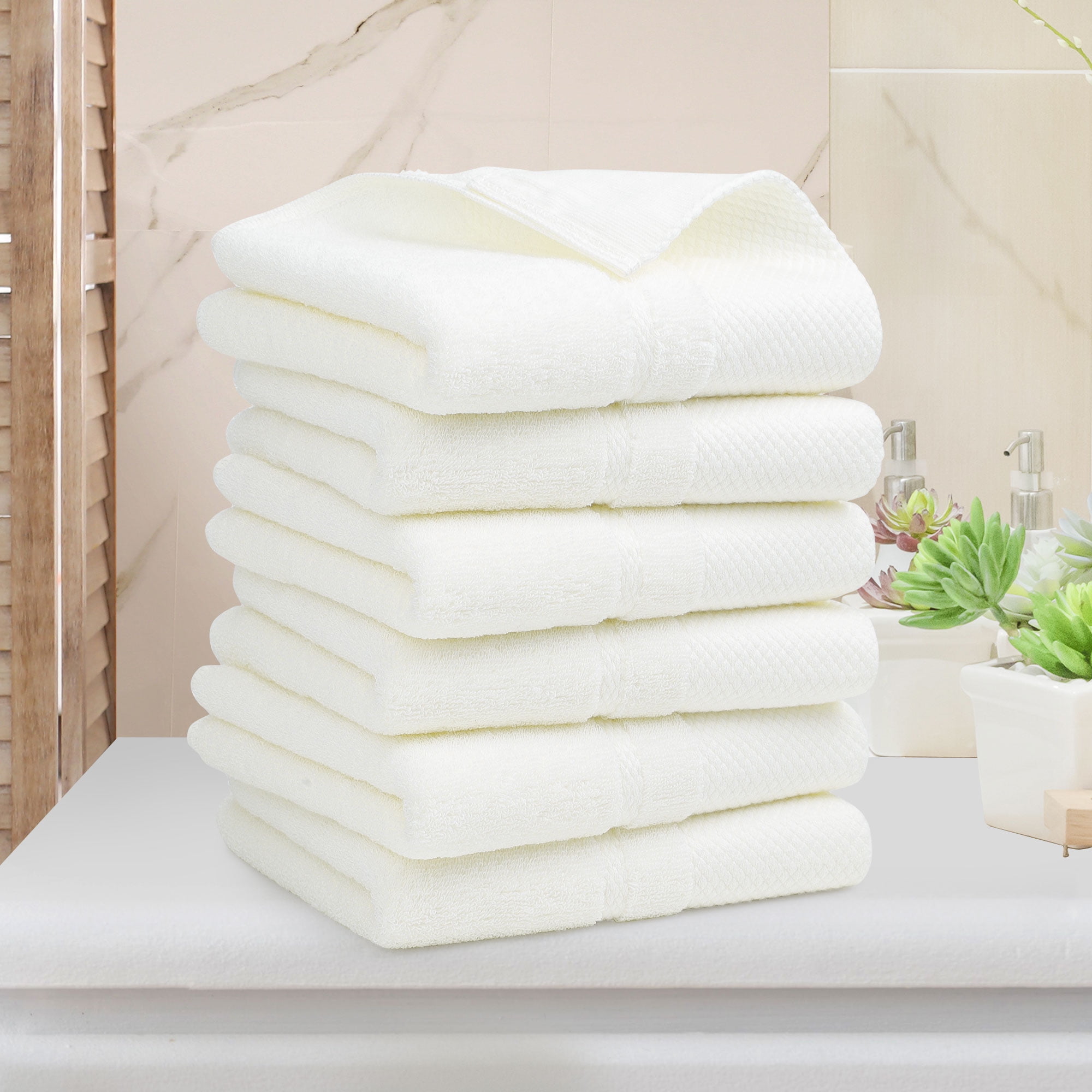 REGALWOVEN Hand Towel Set 14" x 30", Soft 100% Combed Cotton 600 GSM Luxury Towels for Bathroom Kitchen Beige 6